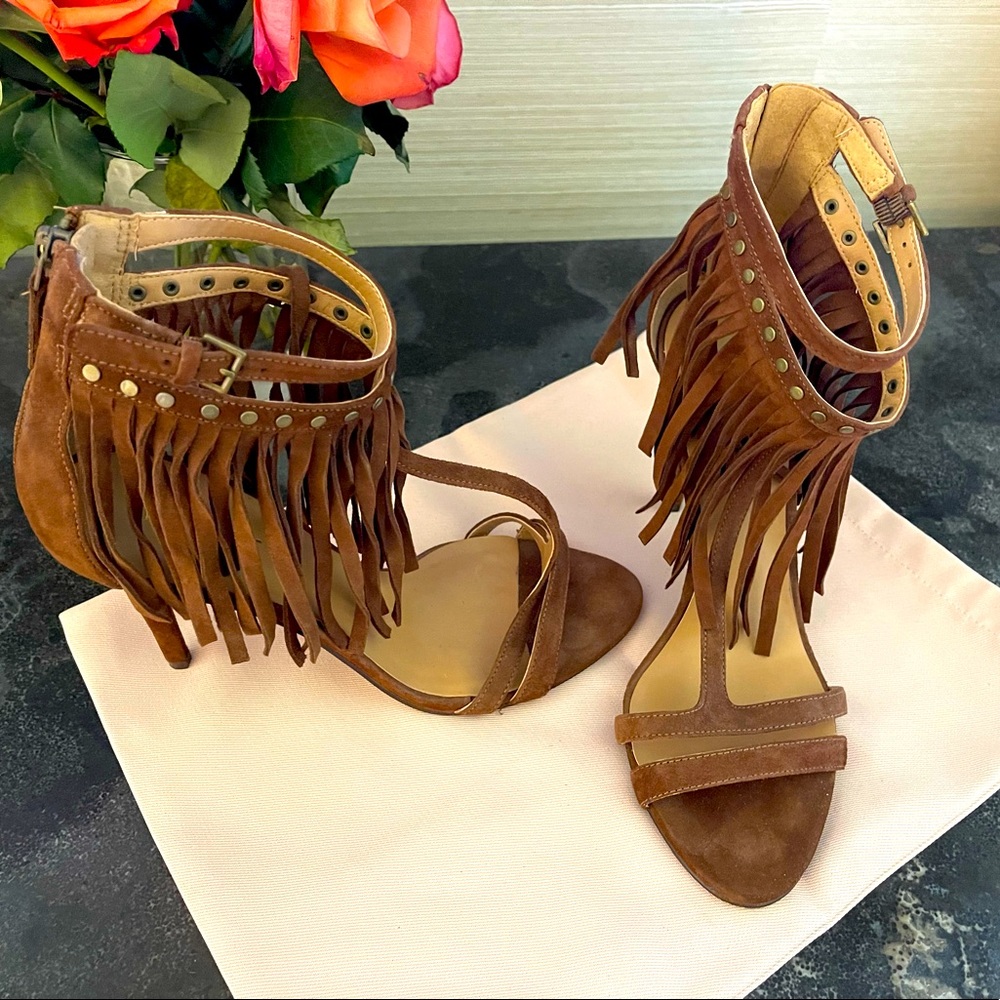 Nine West Fringed Heels Sandals - 8.5
